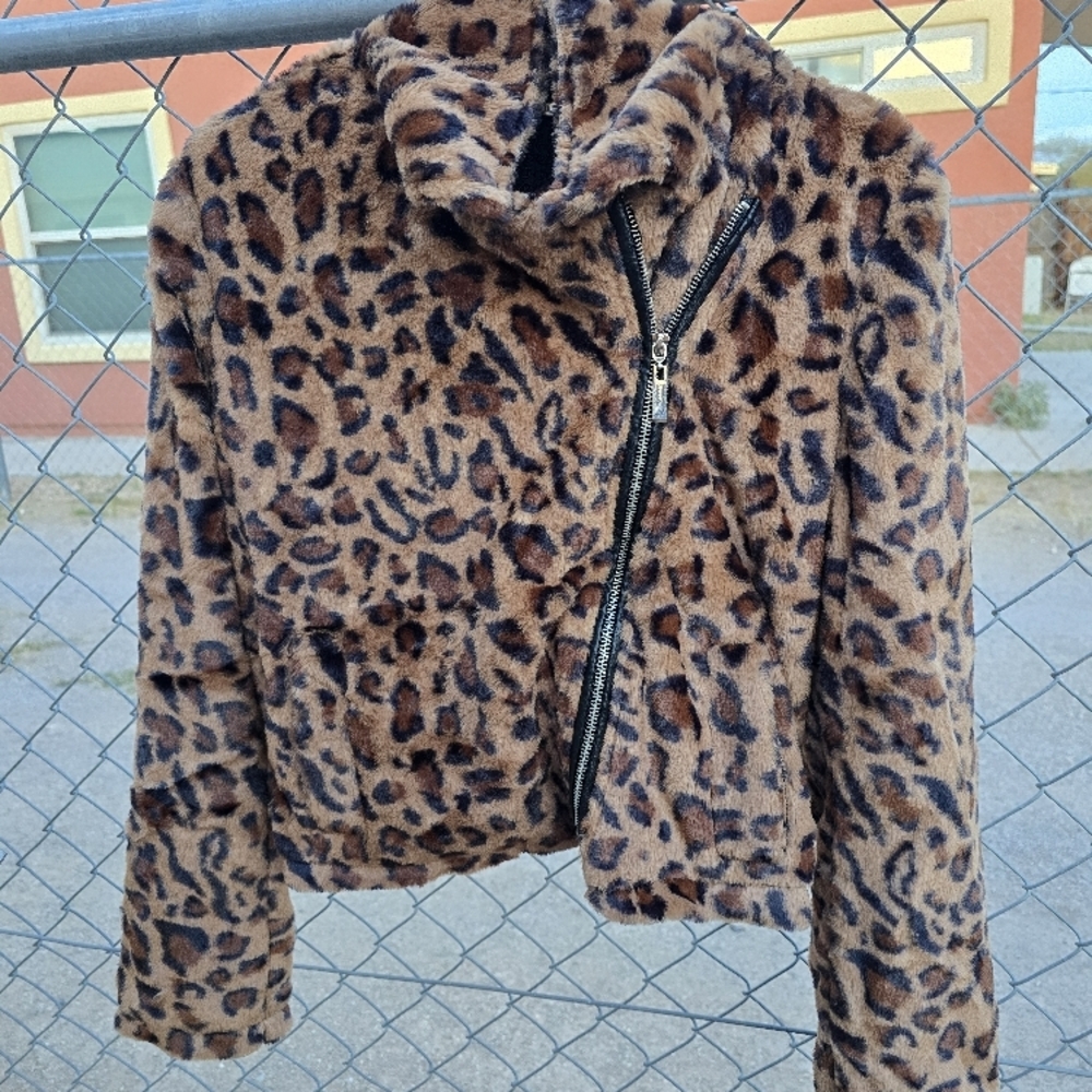 Leopard Print Faux Fur Jacket